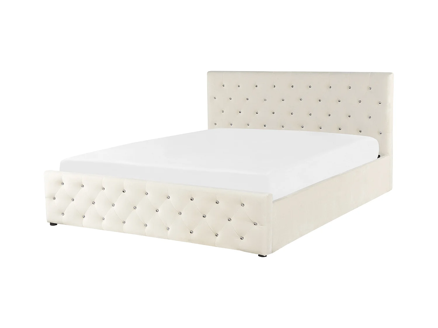 Bed met opbergruimte Fluweel AMIENS 160 x 200 cm Lichtbeige