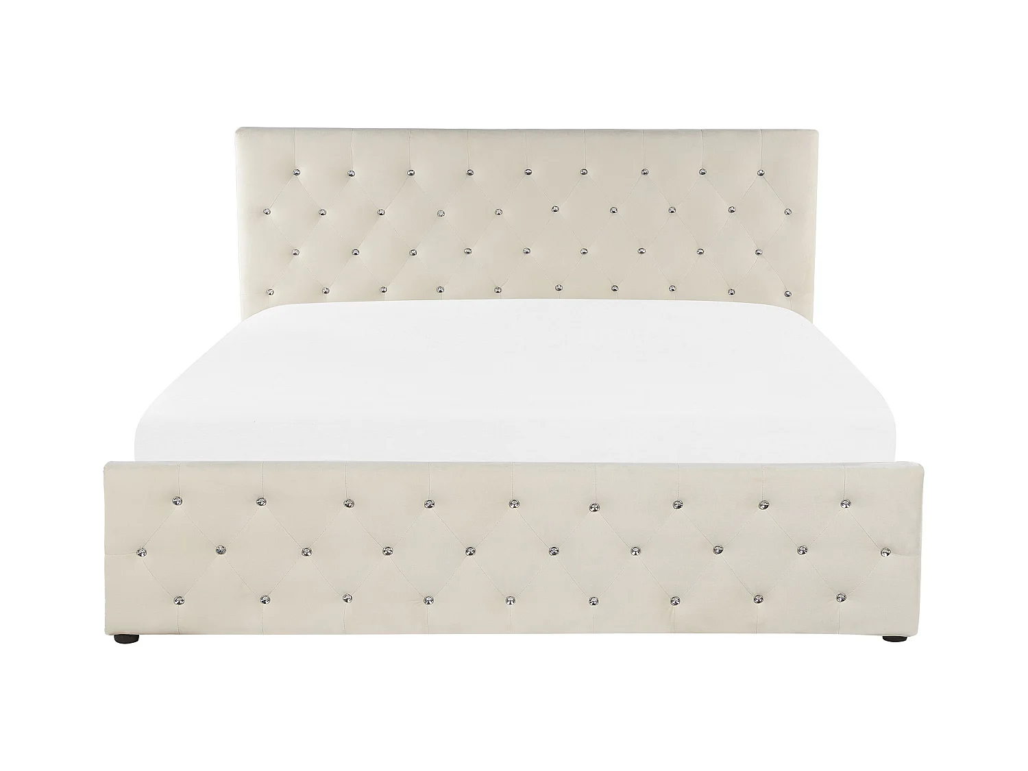 Bed met opbergruimte Fluweel AMIENS 160 x 200 cm Lichtbeige