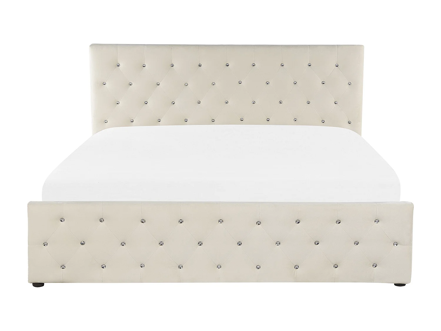 Cama baú Veludo AMIENS 160 x 200 cm Creme claro