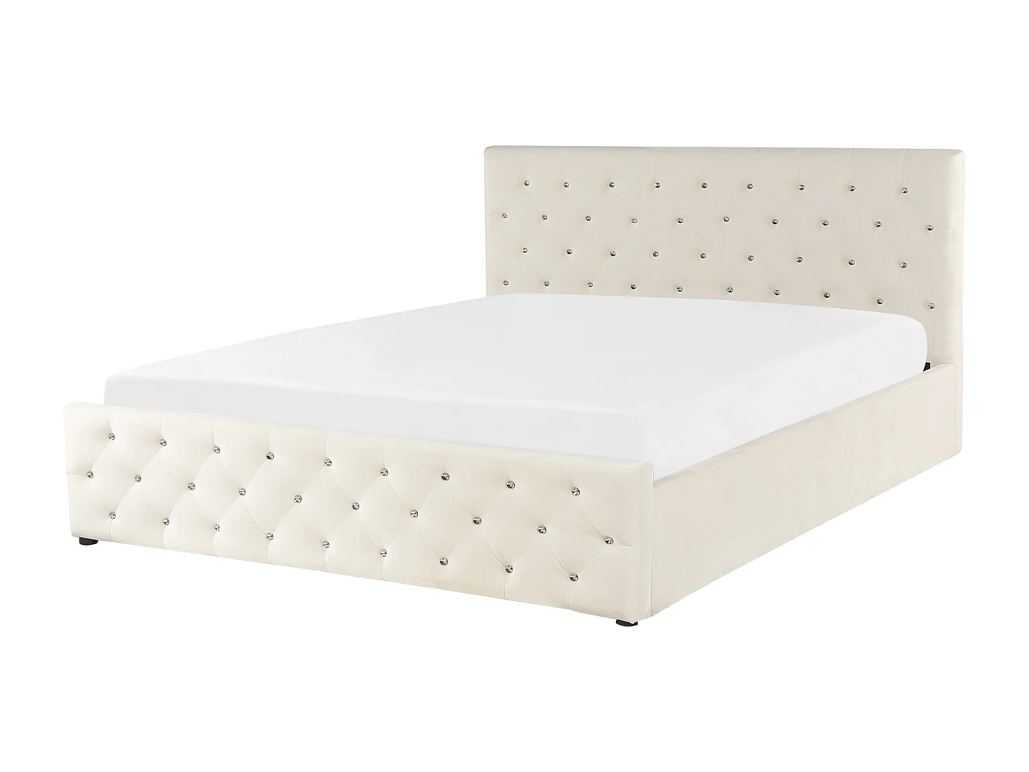 Bed met opbergruimte Fluweel AMIENS 160 x 200 cm Lichtbeige