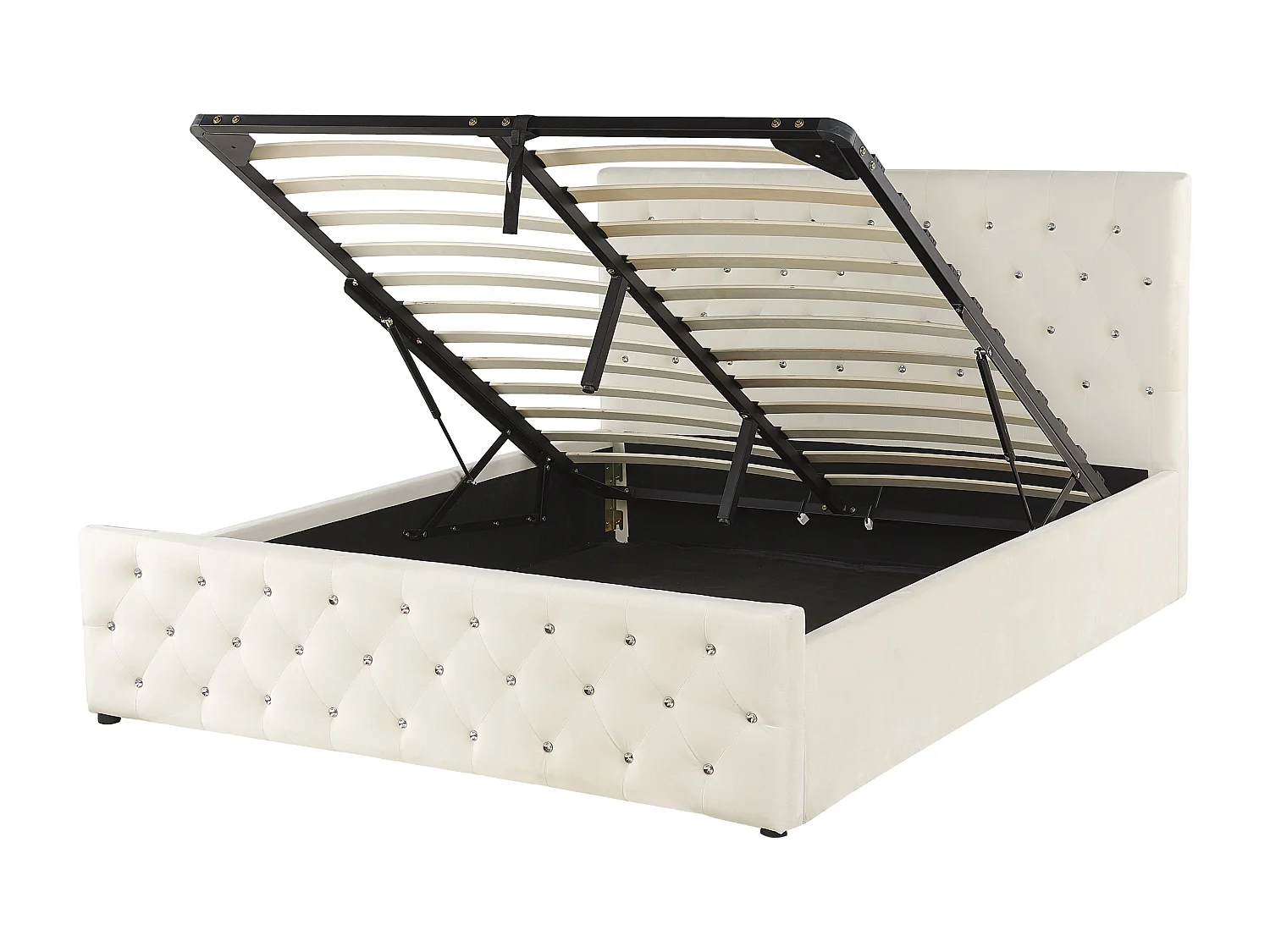 Bed met opbergruimte Fluweel AMIENS 160 x 200 cm Lichtbeige