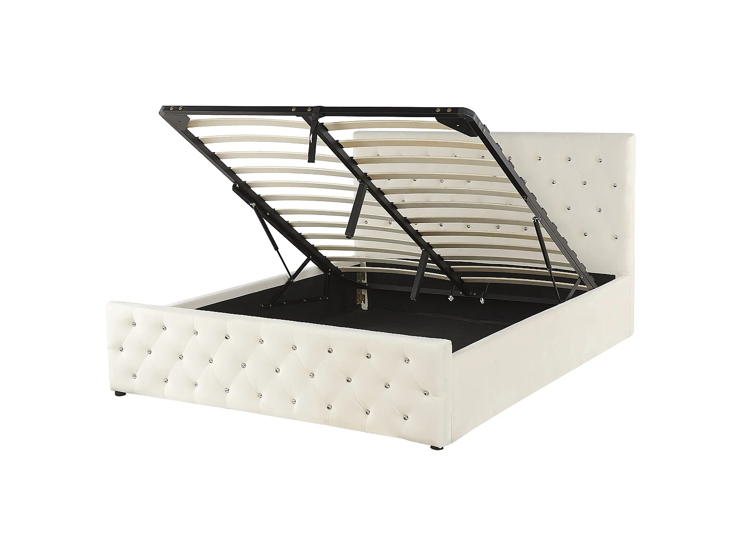 Bed met opbergruimte Fluweel AMIENS 160 x 200 cm Lichtbeige