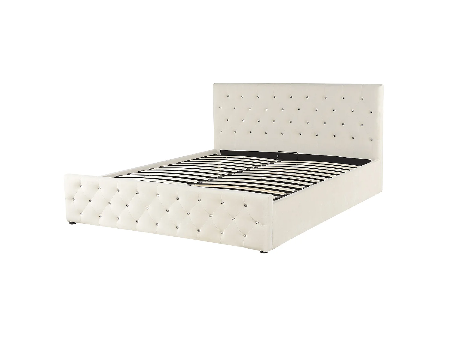 Bed met opbergruimte Fluweel AMIENS 160 x 200 cm Lichtbeige