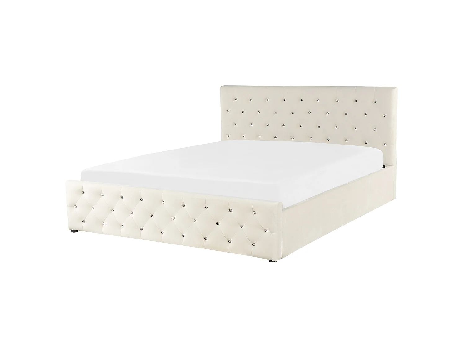 Bed met opbergruimte Fluweel AMIENS 160 x 200 cm Lichtbeige