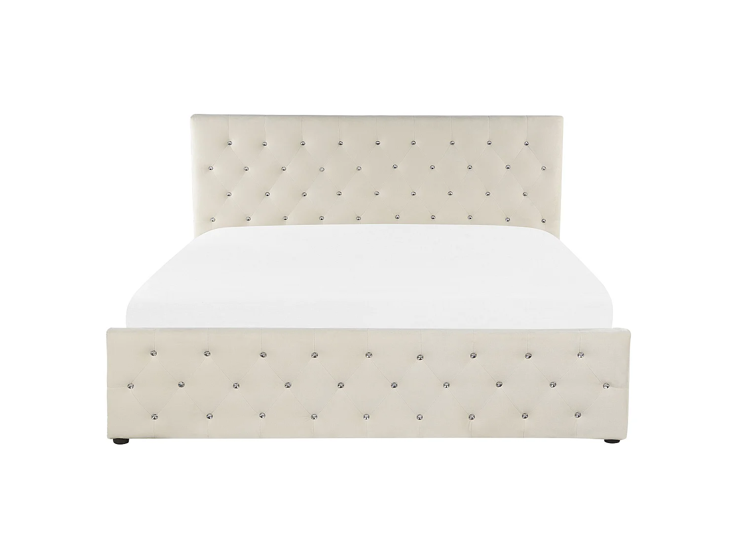 Bed met opbergruimte Fluweel AMIENS 160 x 200 cm Lichtbeige