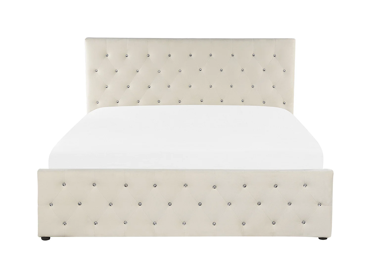 Lit ottoman Velours AMIENS 140 x 200 cm Beige clair