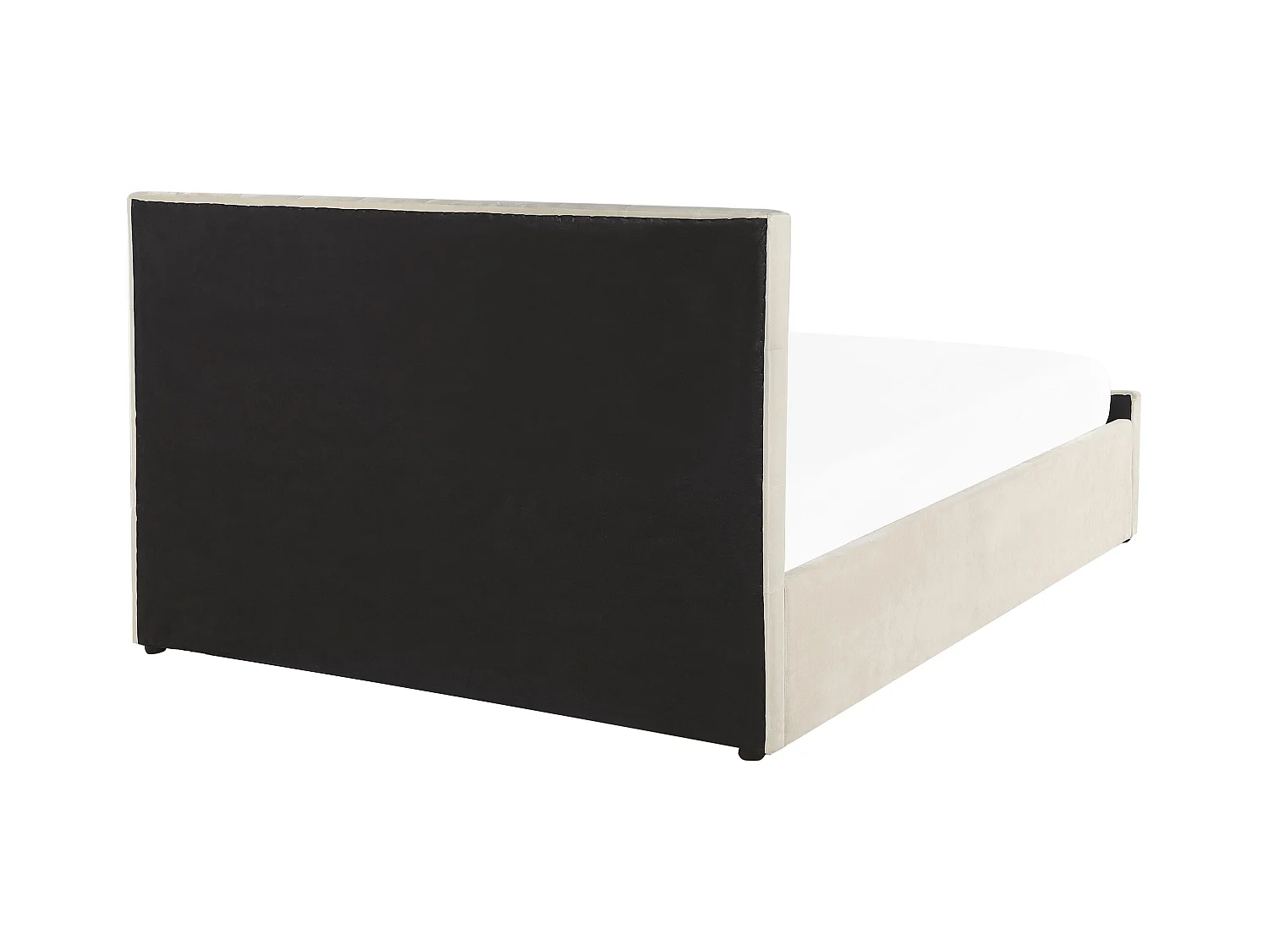 Lit ottoman Velours AMIENS 140 x 200 cm Beige clair