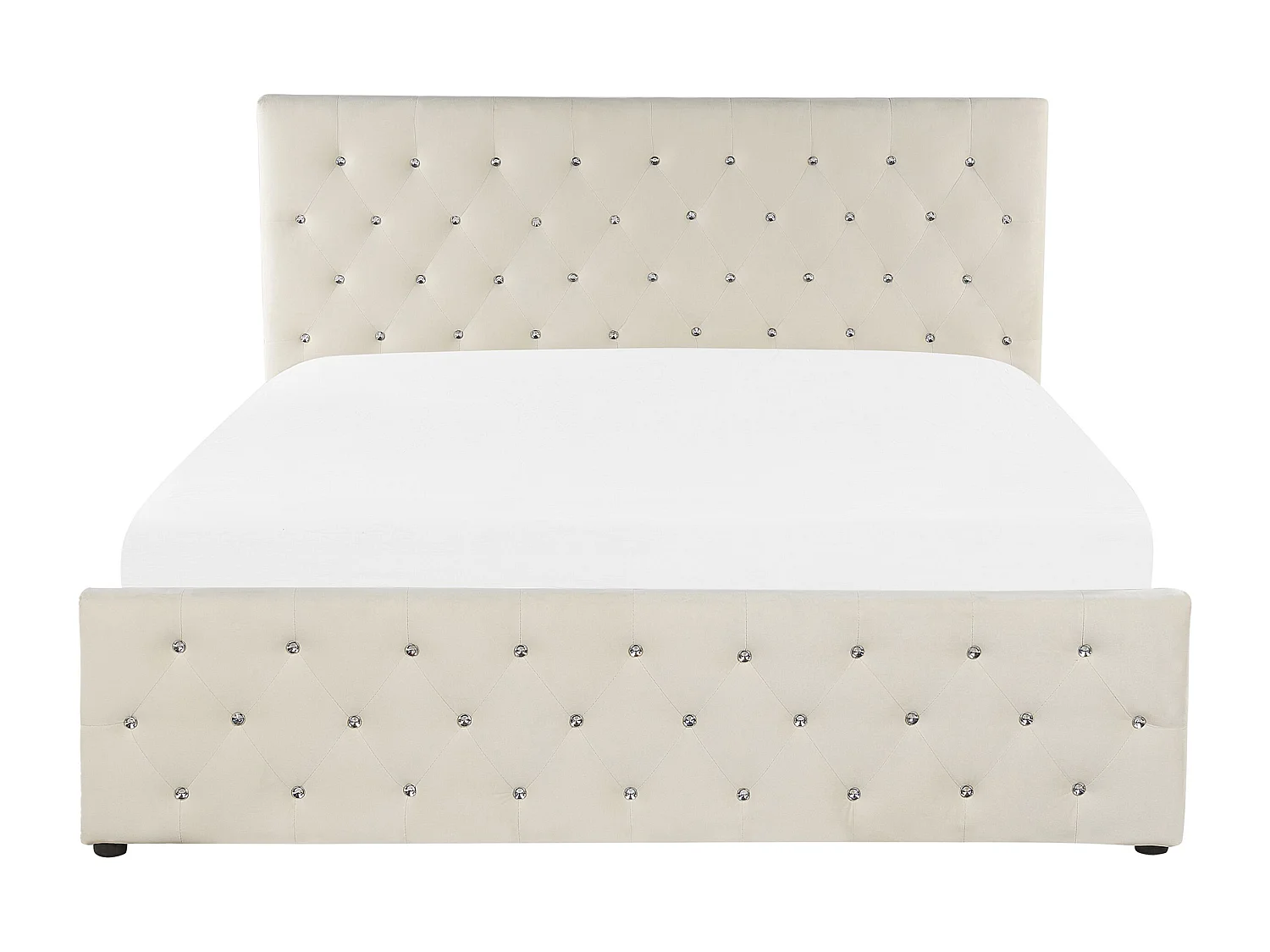 Bed met opbergruimte Fluweel AMIENS 140 x 200 cm Lichtbeige