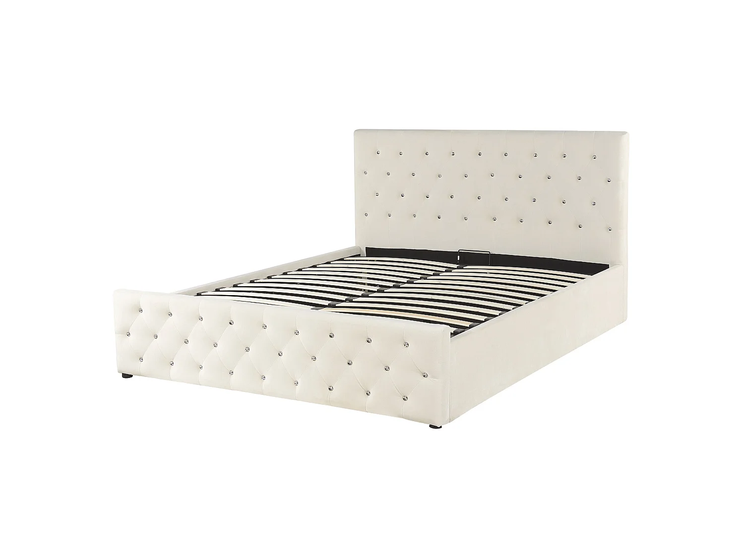 Bett mit Stauraum Samtstoff AMIENS 140 x 200 cm Hellbeige