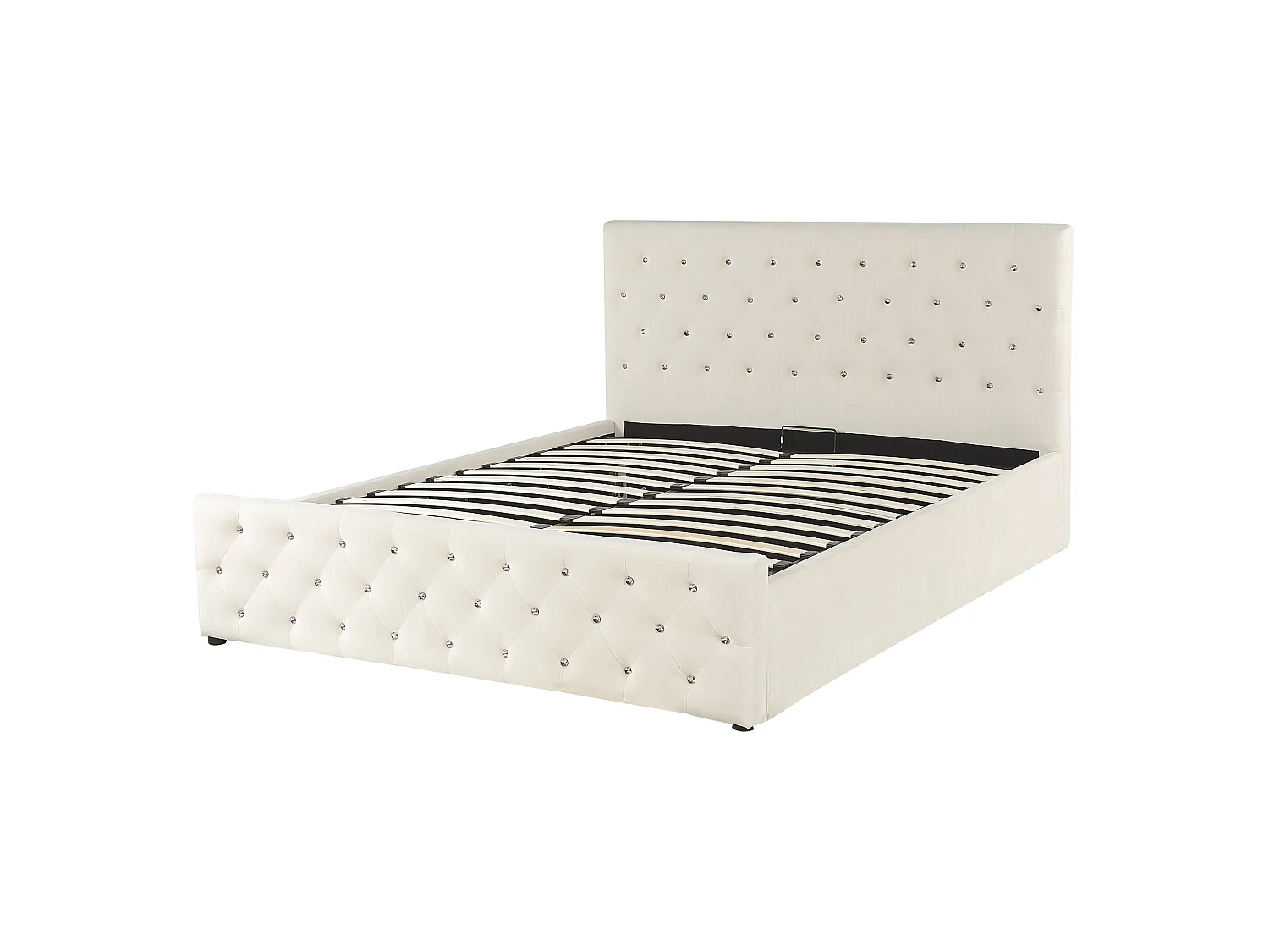 Bett mit Stauraum Samtstoff AMIENS 140 x 200 cm Hellbeige
