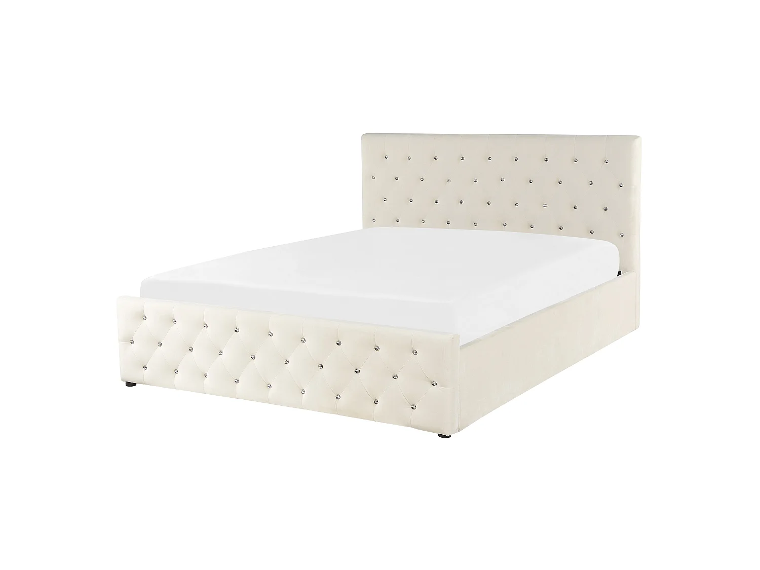 Bett mit Stauraum Samtstoff AMIENS 140 x 200 cm Hellbeige