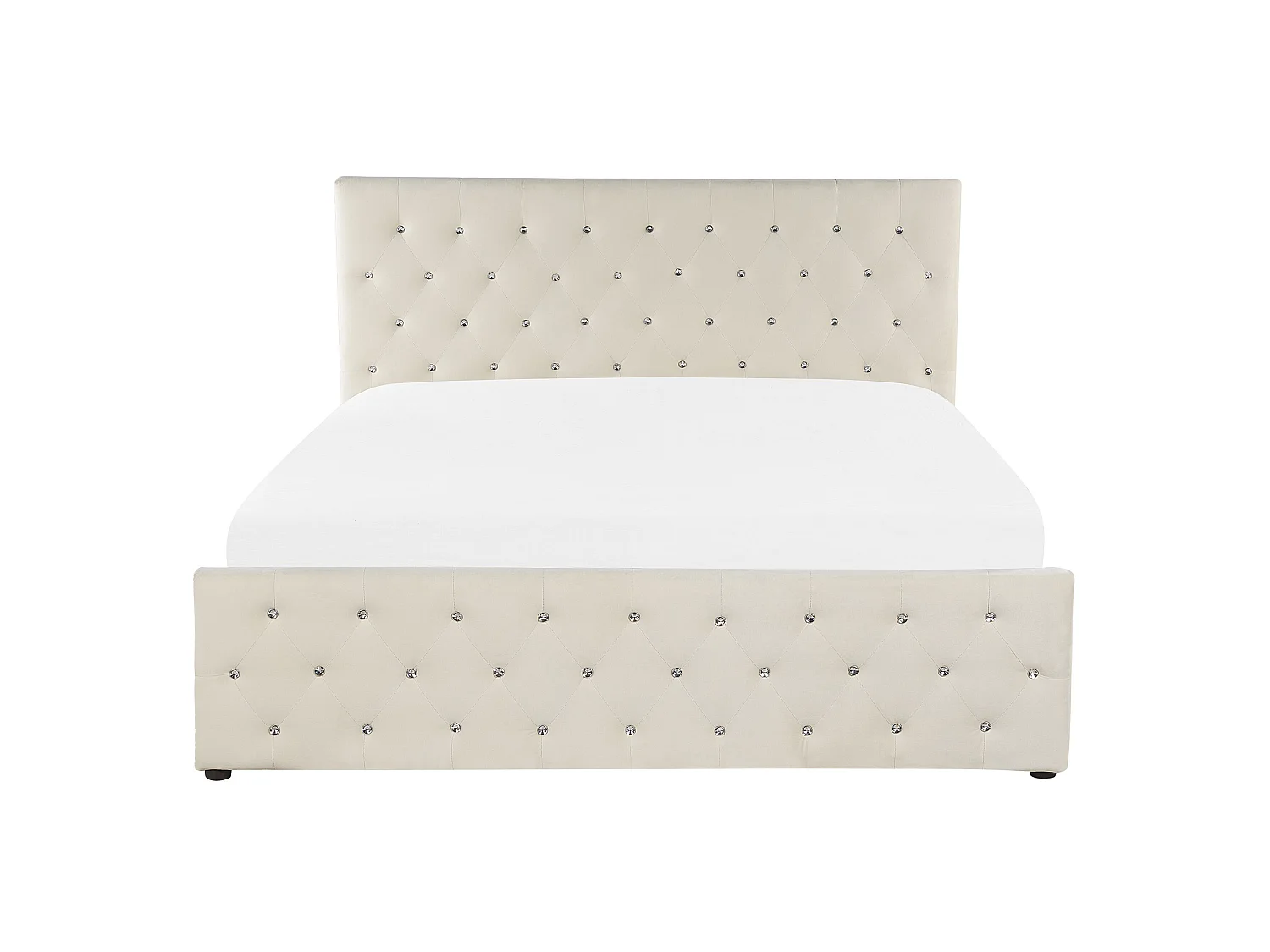 Bett mit Stauraum Samtstoff AMIENS 140 x 200 cm Hellbeige