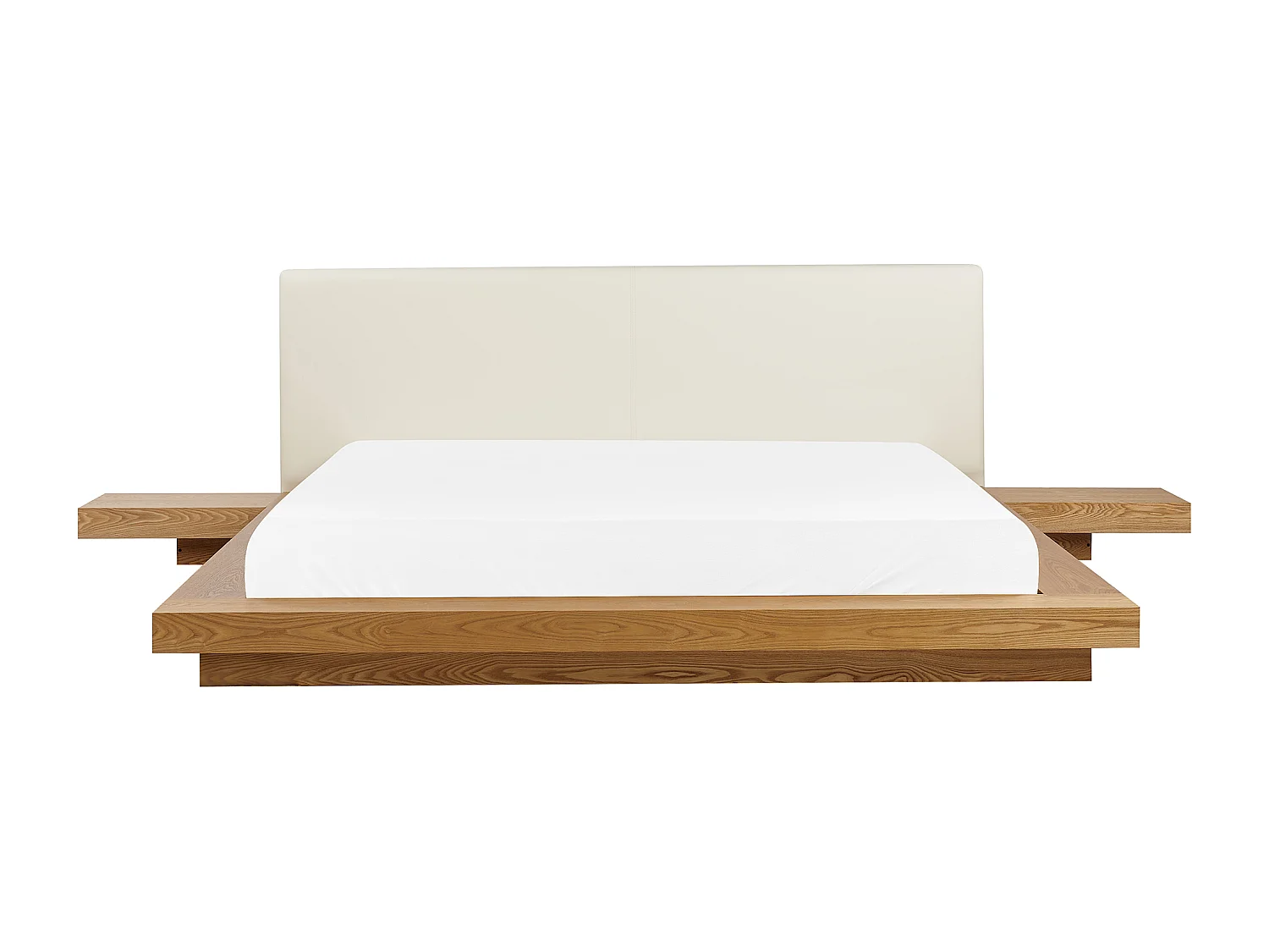 Lit avec sommier Cuir PU ZEN 180 x 200 cm Frêne naturel