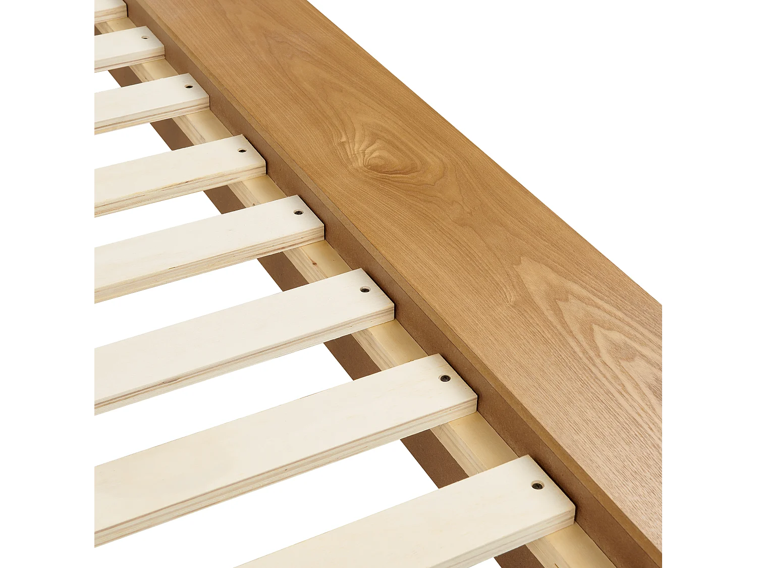 Lit avec sommier Cuir PU ZEN 180 x 200 cm Frêne naturel