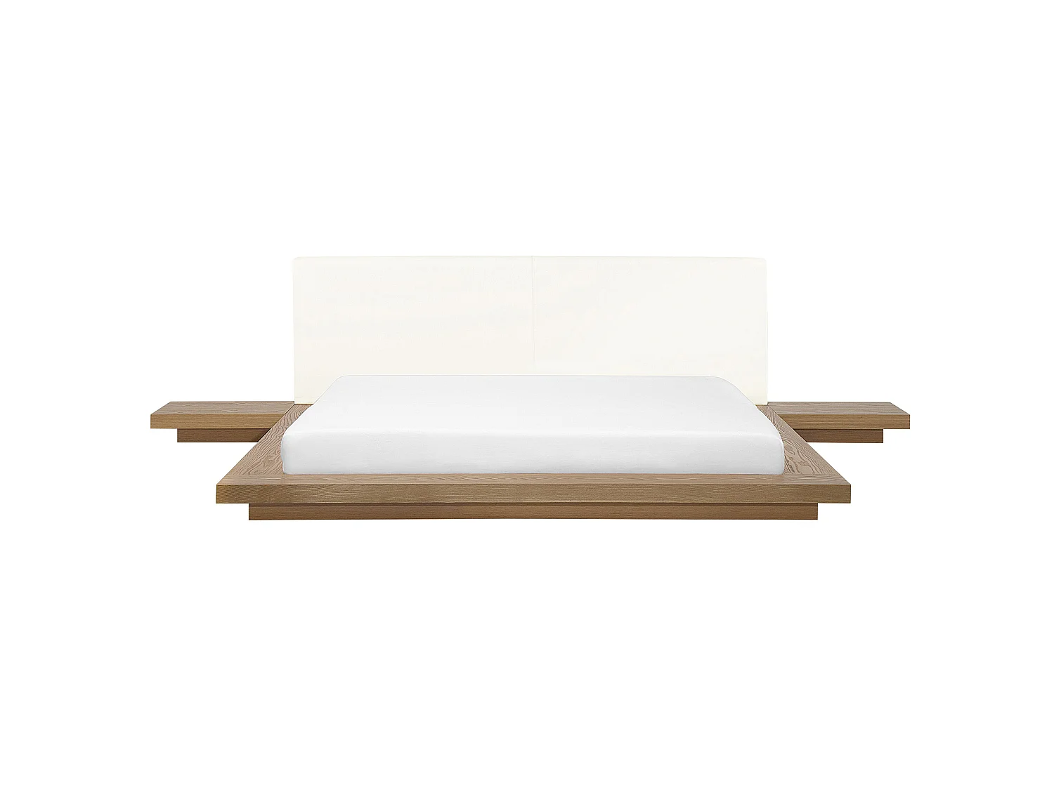 Lit avec sommier Cuir PU ZEN 180 x 200 cm Frêne naturel