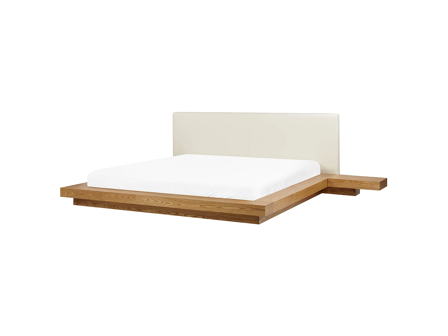 Lit avec sommier Cuir PU ZEN 180 x 200 cm Frêne naturel