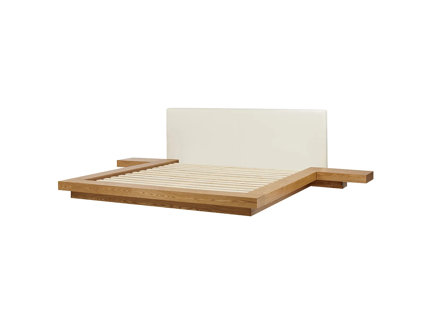 Lit avec sommier Cuir PU ZEN 180 x 200 cm Frêne naturel