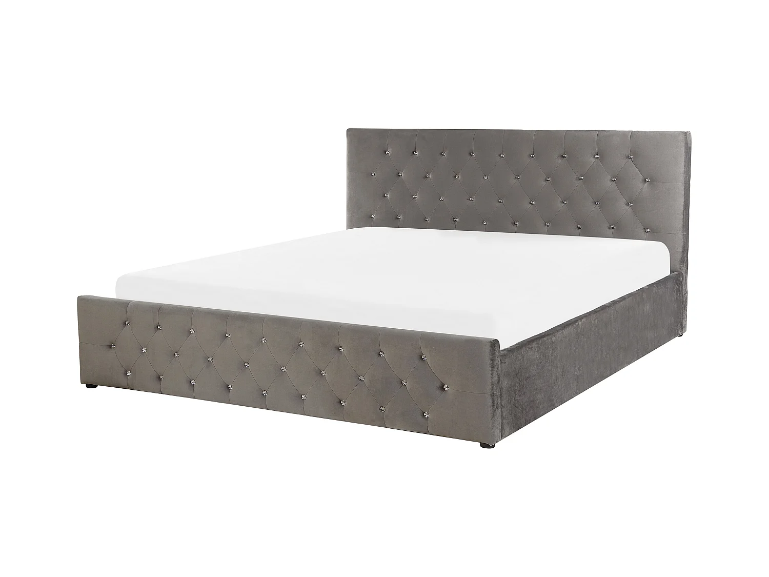 Cama con almacenaje Terciopelo AMIENS 160 x 200 cm Gris