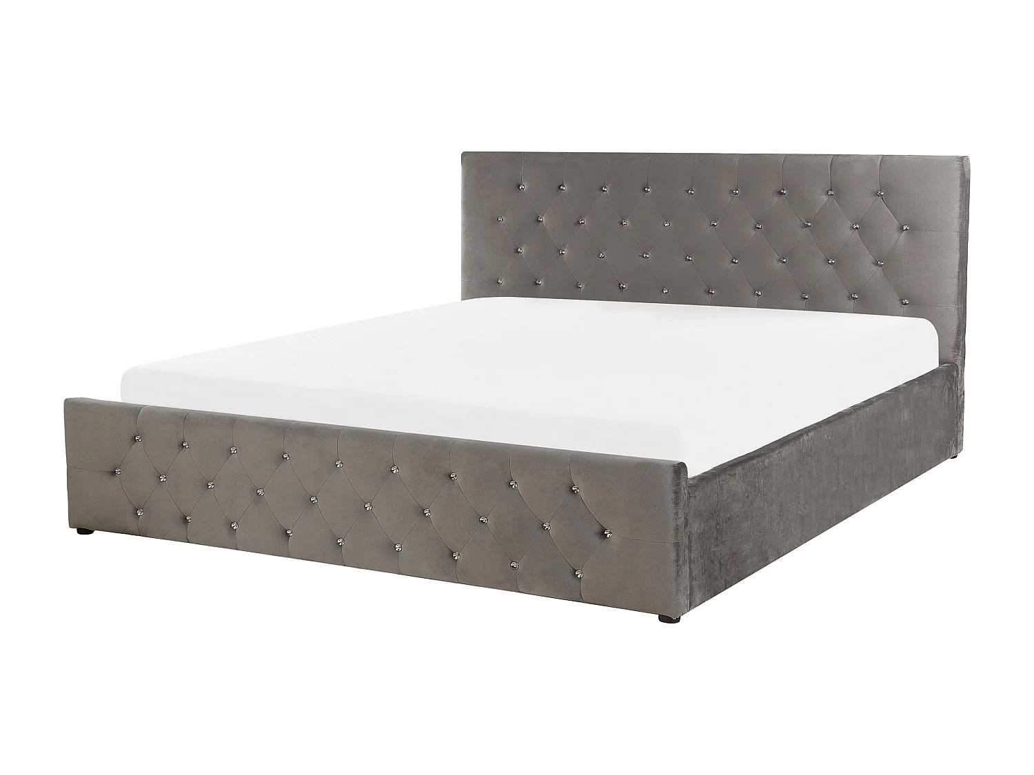 Cama baú Veludo AMIENS 160 x 200 cm Cinzento