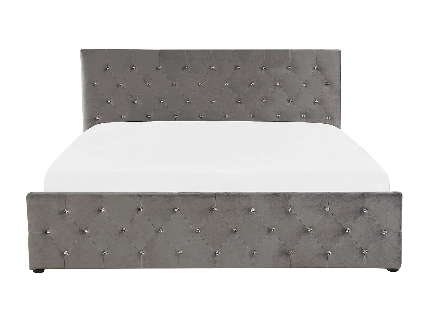 Lit ottoman Velours AMIENS 160 x 200 cm Gris