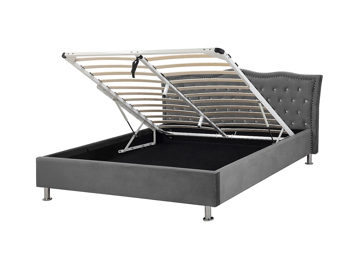 Bed met opbergruimte Fluweel METZ 140 x 200 cm Donkergrijs