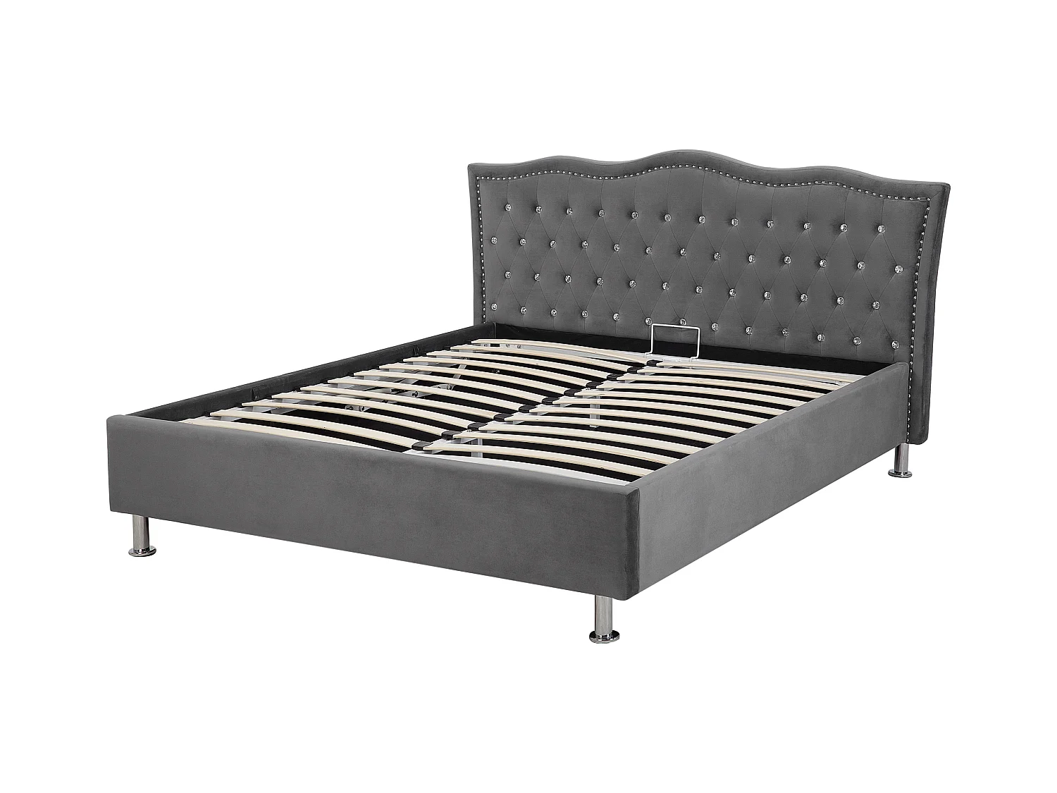 Bed met opbergruimte Fluweel METZ 140 x 200 cm Donkergrijs