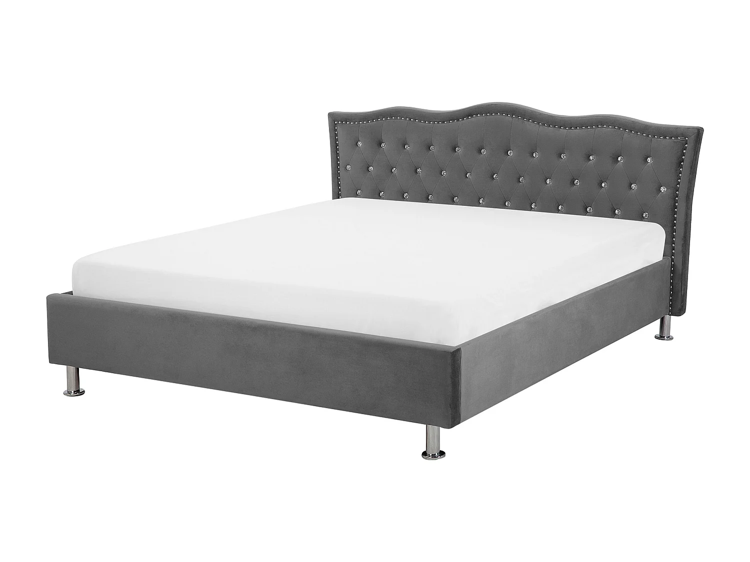Bed met opbergruimte Fluweel METZ 140 x 200 cm Donkergrijs