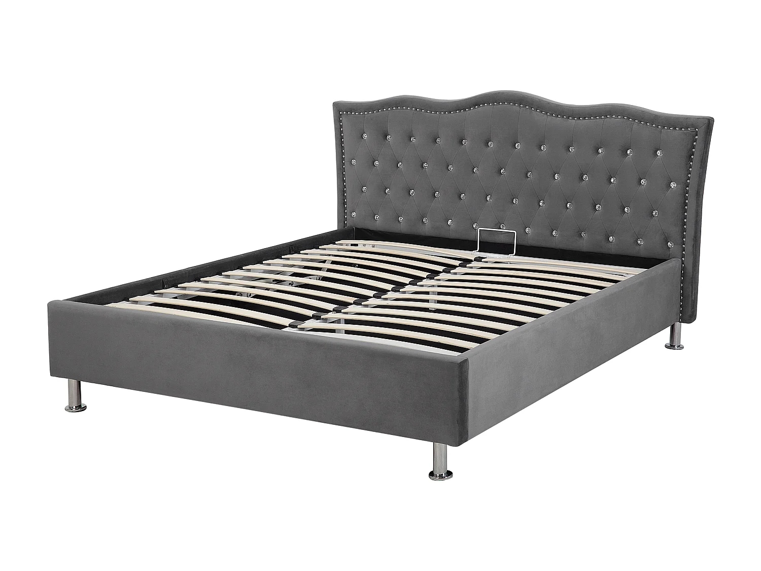 Bed met opbergruimte Fluweel METZ 140 x 200 cm Donkergrijs