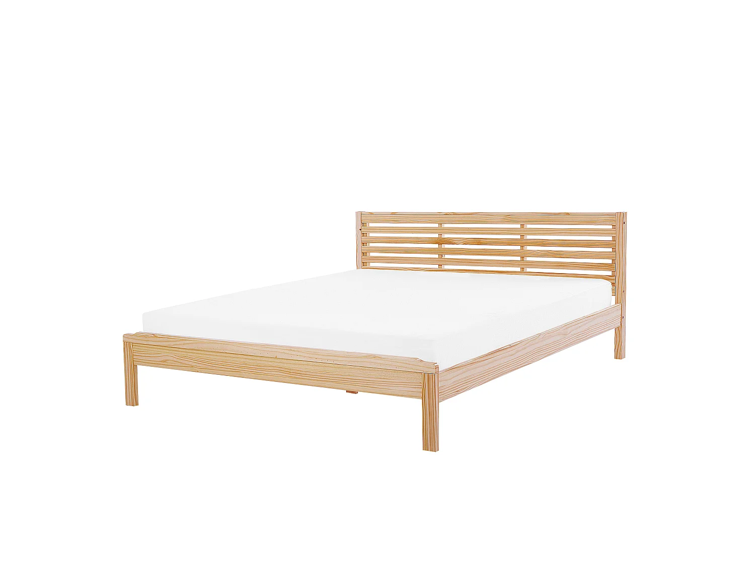 Bequemes Doppelbett hellbraun Gummibaumholz mit Lattenrost 180 x 200 cm Carnac