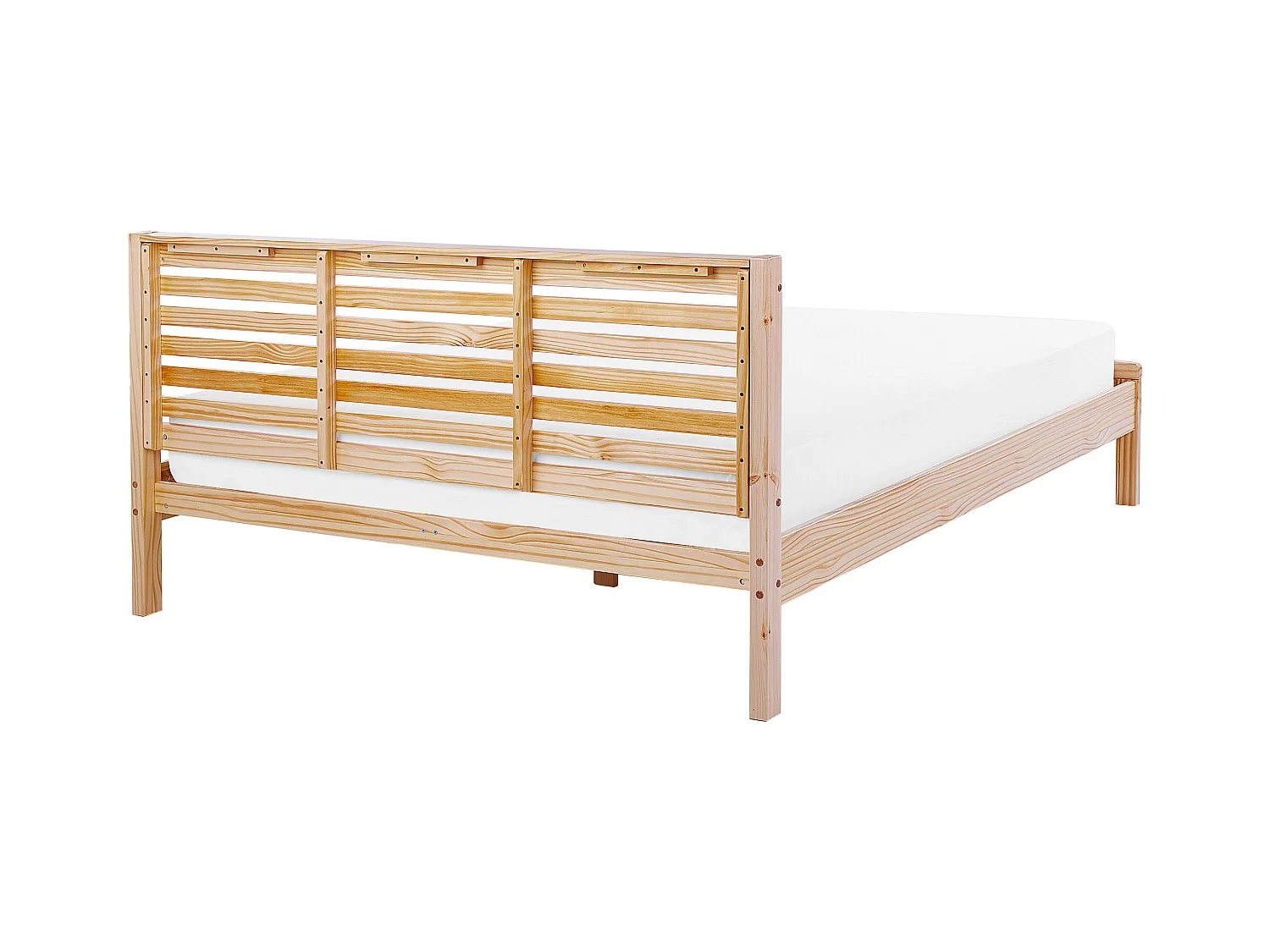 Bequemes Doppelbett hellbraun Gummibaumholz mit Lattenrost 180 x 200 cm Carnac