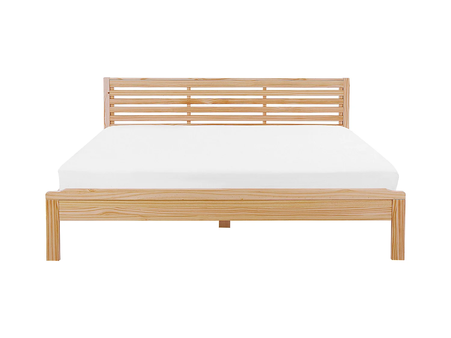 Bequemes Doppelbett hellbraun Gummibaumholz mit Lattenrost 180 x 200 cm Carnac