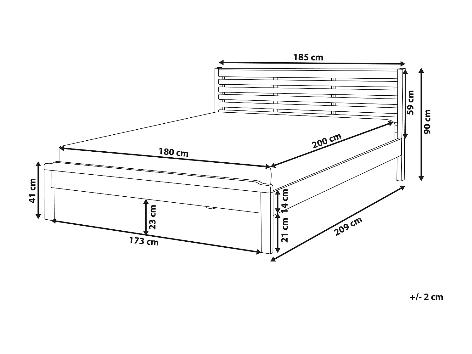 Bed Hout CARNAC 180 x 200 cm Lichtbruin