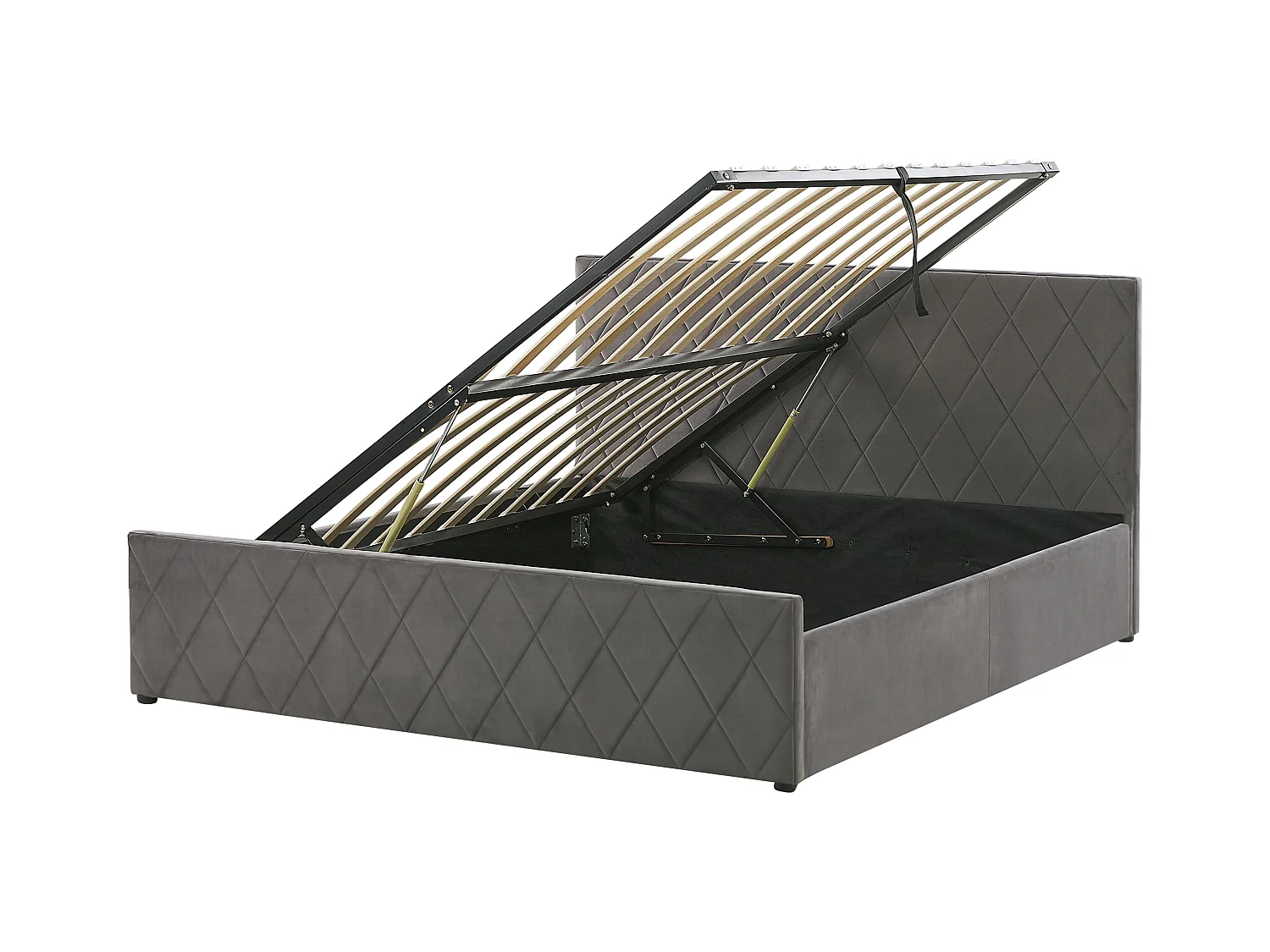 Letto con ottomano Velluto ROCHEFORT 160 x 200 cm Grigio