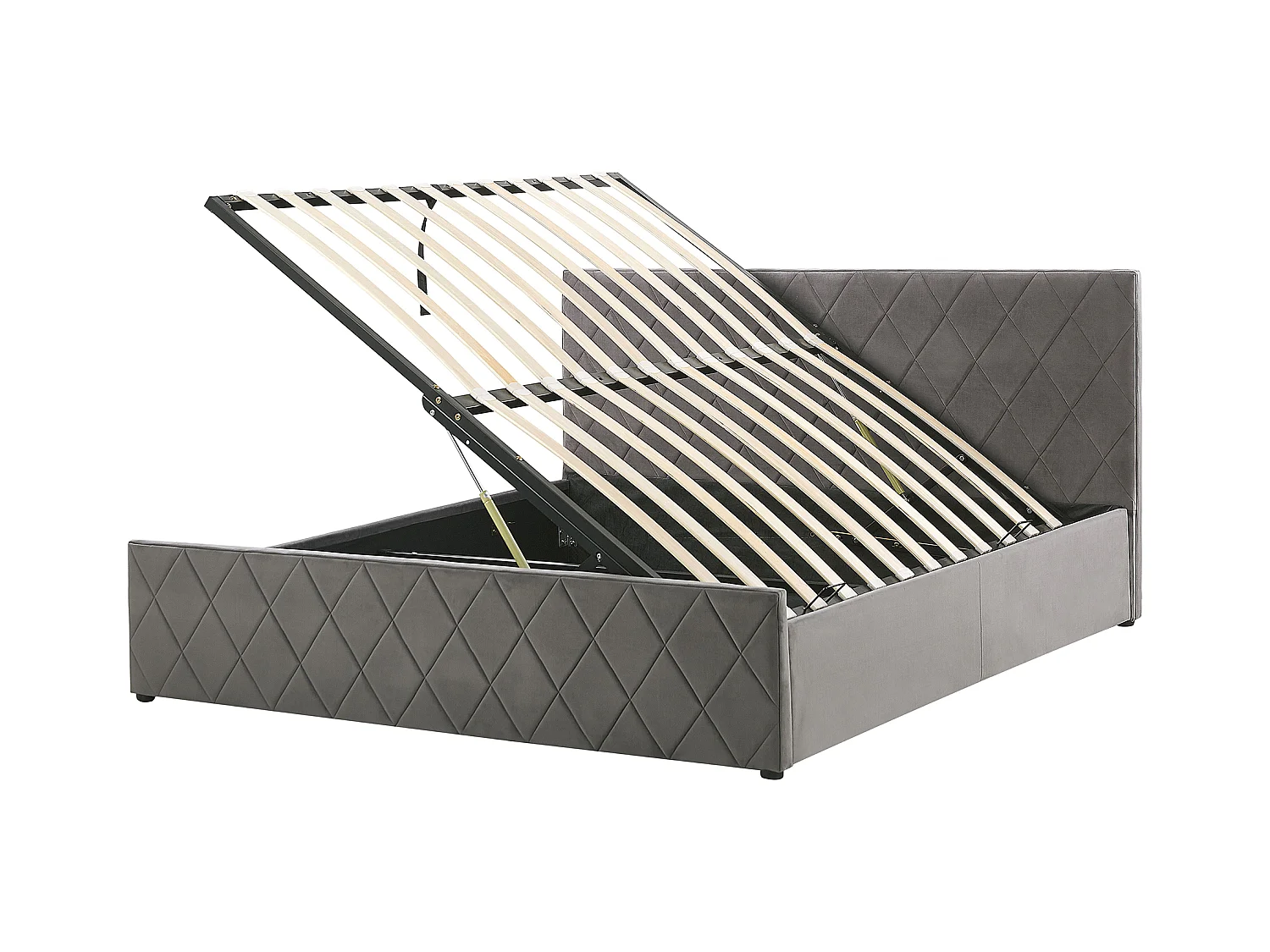 Lit ottoman Velours ROCHEFORT 160 x 200 cm Gris