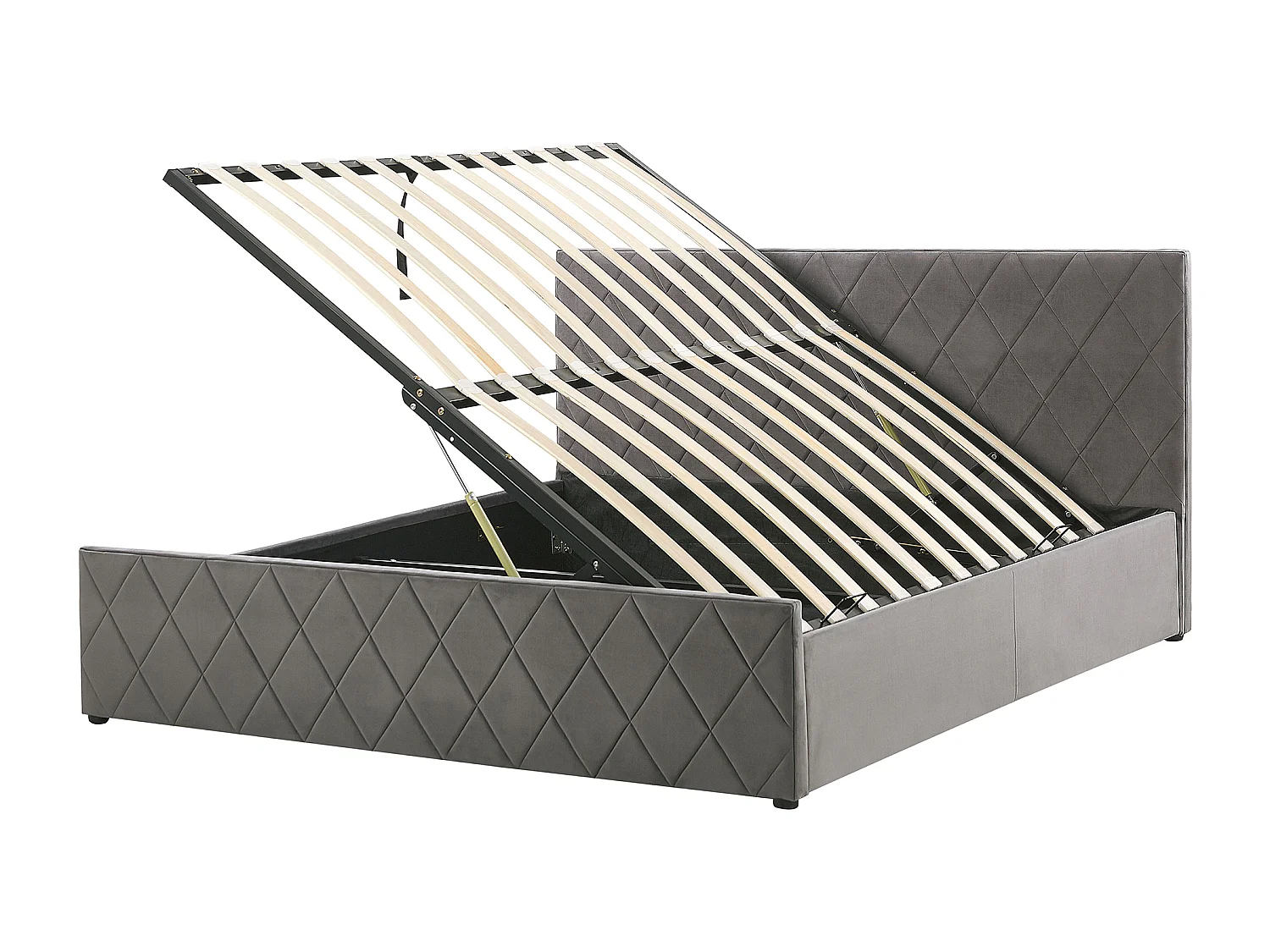 Lit ottoman Velours ROCHEFORT 160 x 200 cm Gris