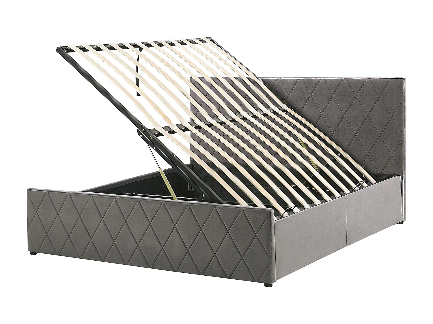 Lit ottoman Velours ROCHEFORT 140 x 200 cm Gris