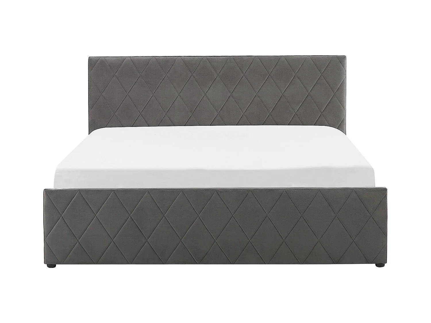 Lit ottoman Velours ROCHEFORT 140 x 200 cm Gris