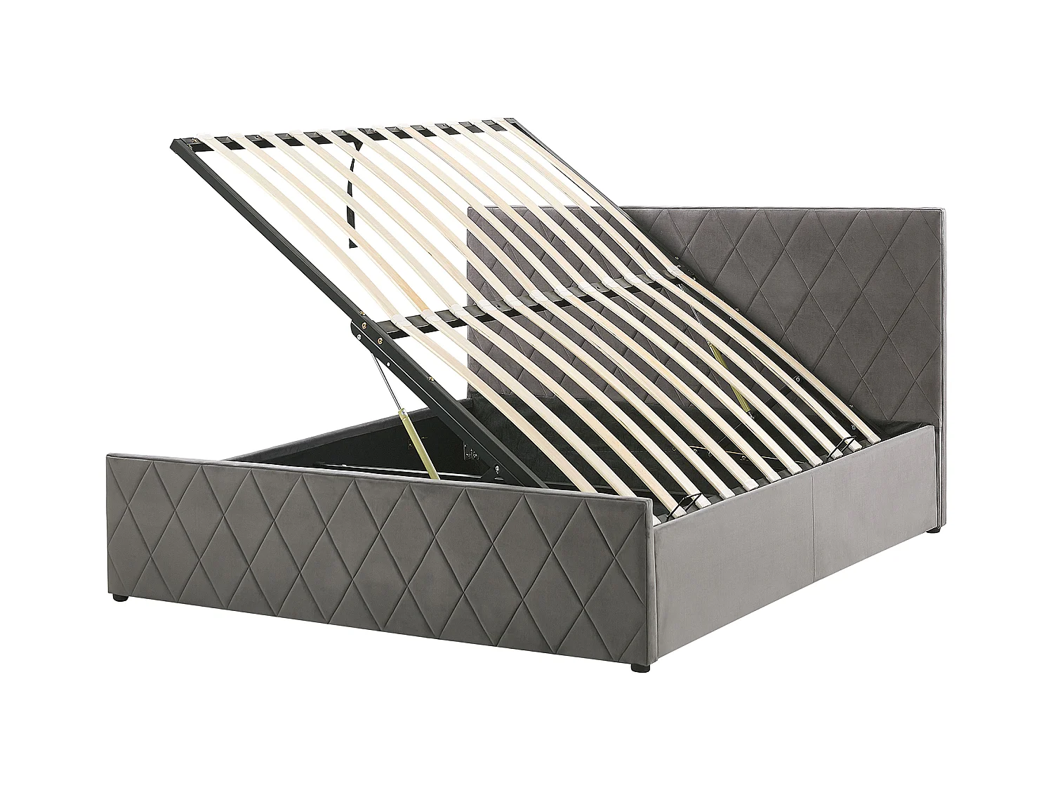 Lit ottoman Velours ROCHEFORT 140 x 200 cm Gris