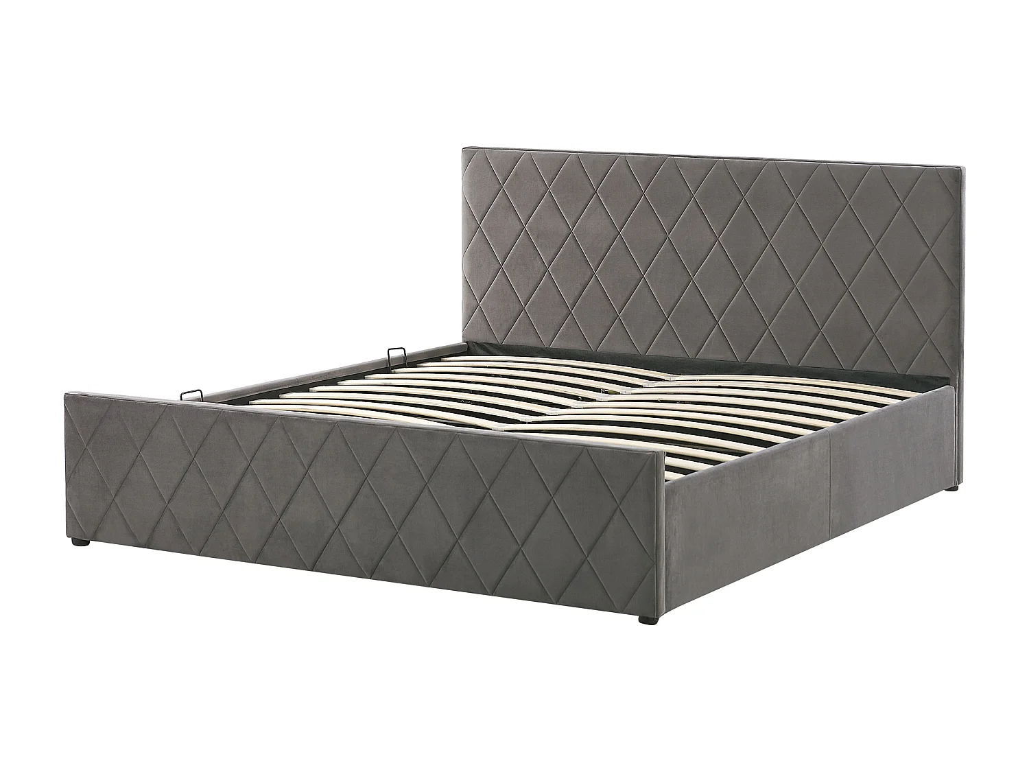Lit ottoman Velours ROCHEFORT 140 x 200 cm Gris