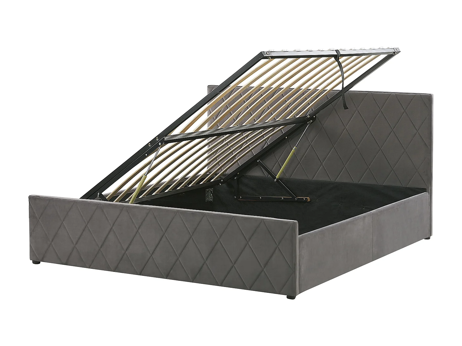 Lit ottoman Velours ROCHEFORT 140 x 200 cm Gris