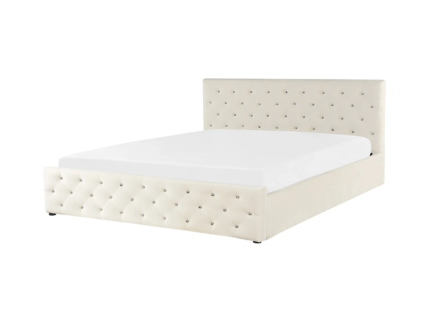Cama baú Veludo AMIENS 180 x 200 cm Creme claro