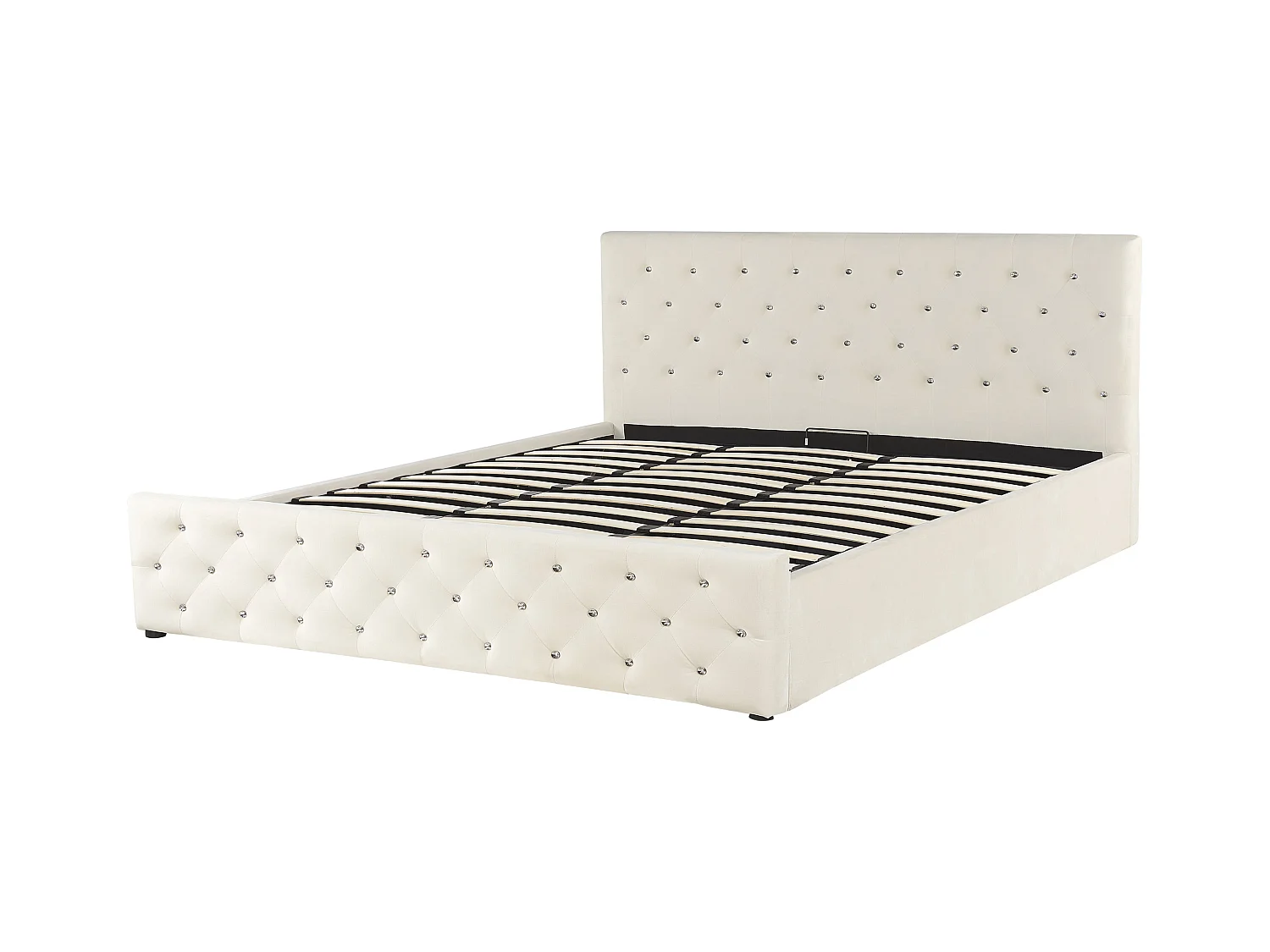 Cama baú Veludo AMIENS 180 x 200 cm Creme claro