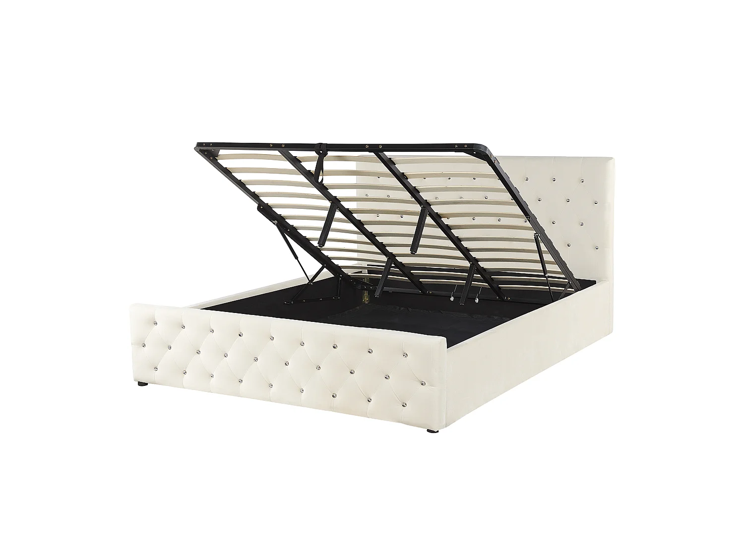 Lit ottoman Velours AMIENS 180 x 200 cm Beige clair