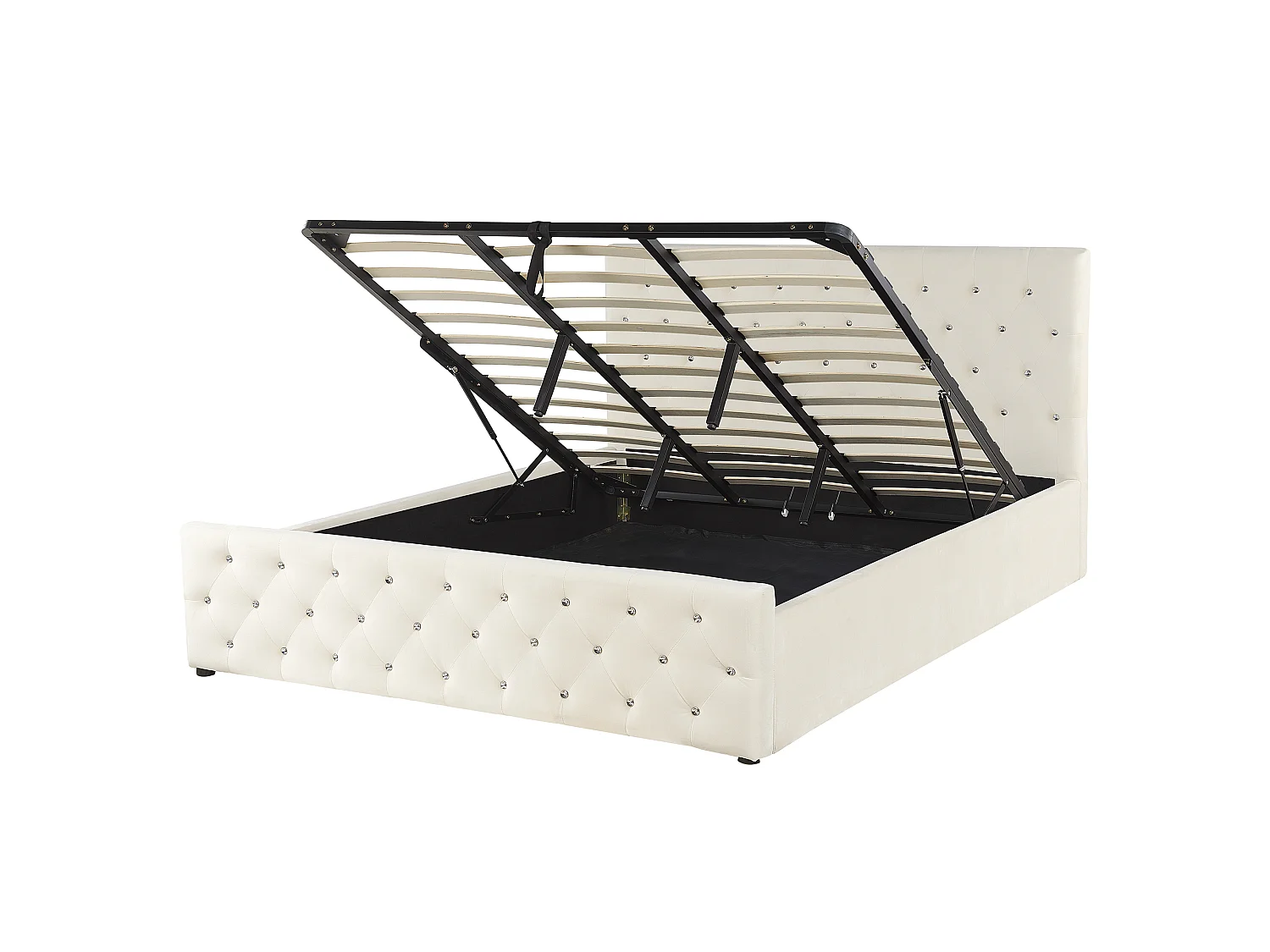 Cama baú Veludo AMIENS 180 x 200 cm Creme claro