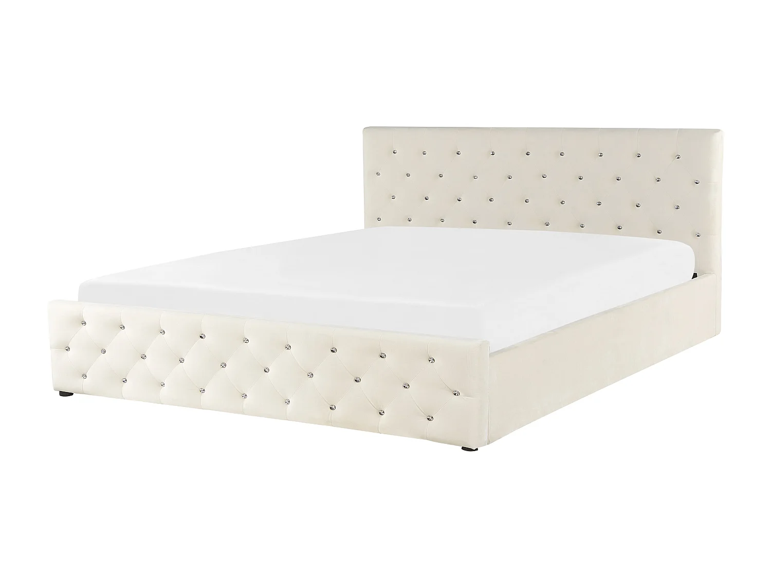 Cama baú Veludo AMIENS 180 x 200 cm Creme claro