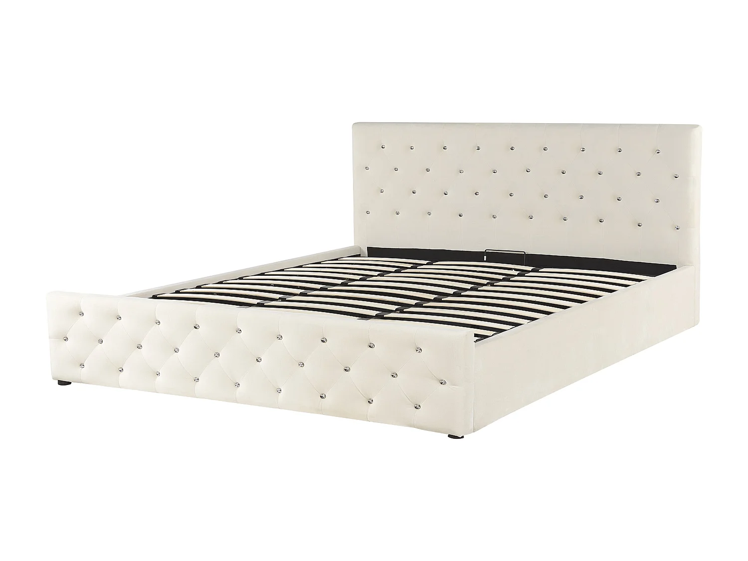 Cama baú Veludo AMIENS 180 x 200 cm Creme claro