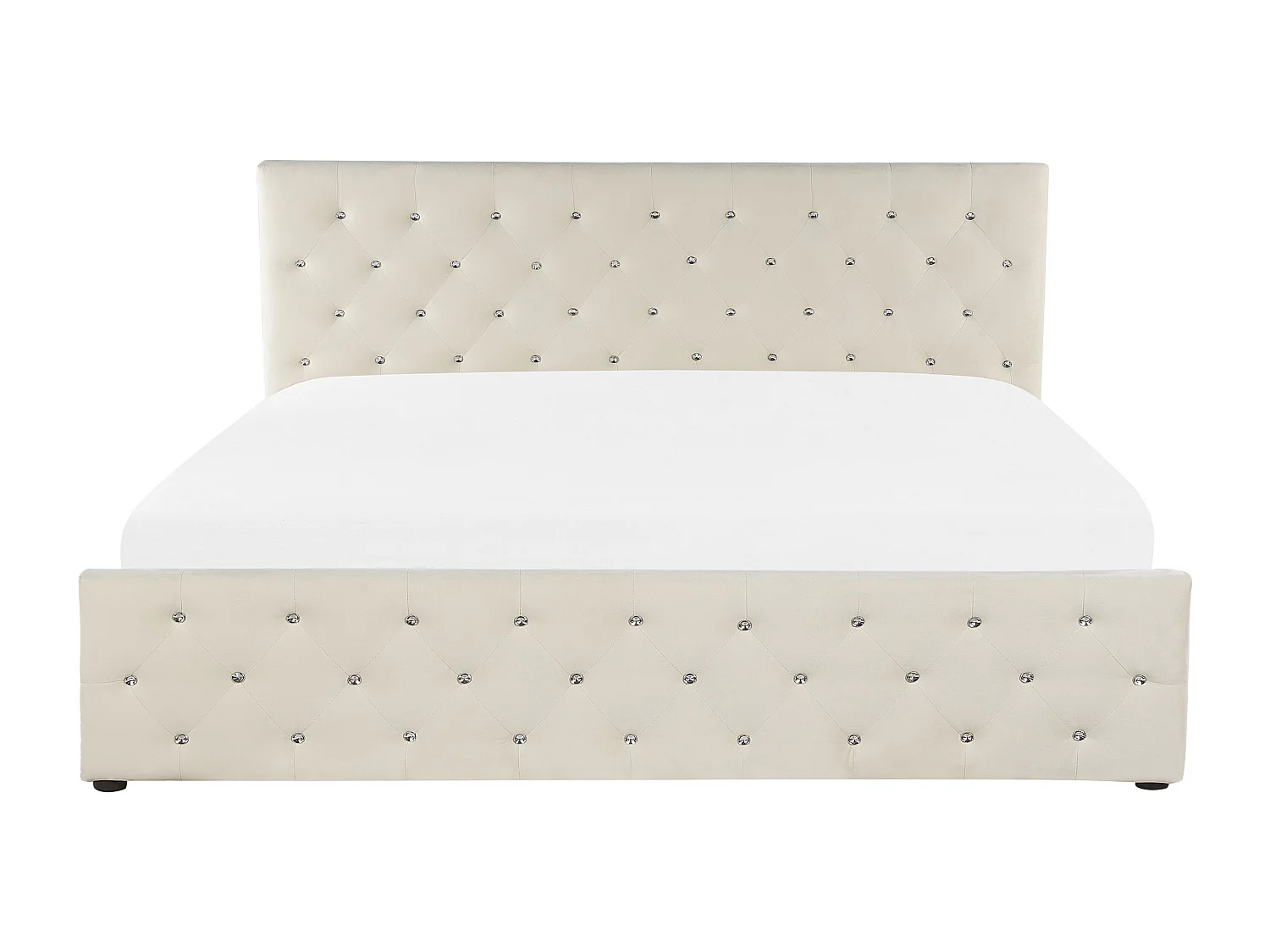 Cama baú Veludo AMIENS 180 x 200 cm Creme claro