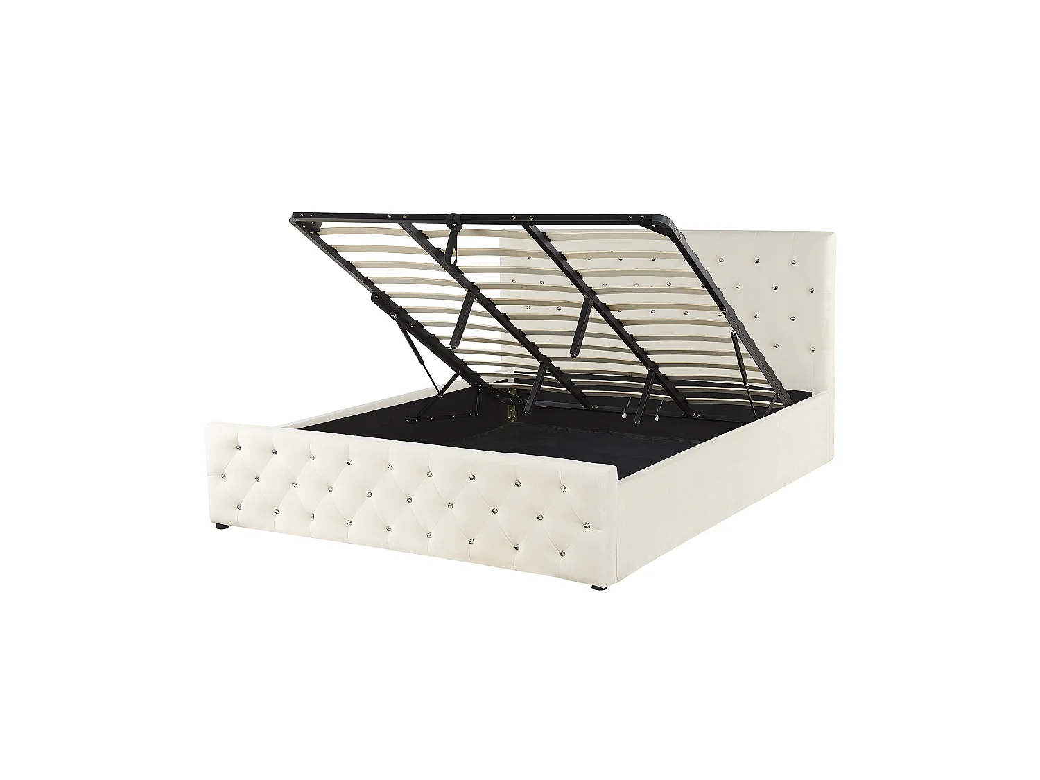 Lit ottoman Velours AMIENS 180 x 200 cm Beige clair