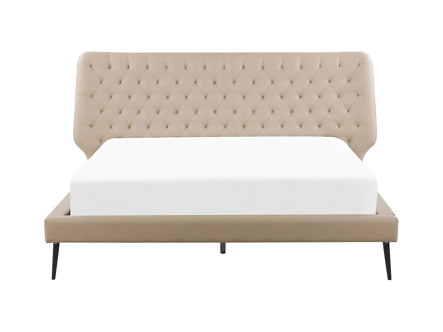 Lit avec sommier Cuir PU ESSONNE 160 x 200 cm Beige