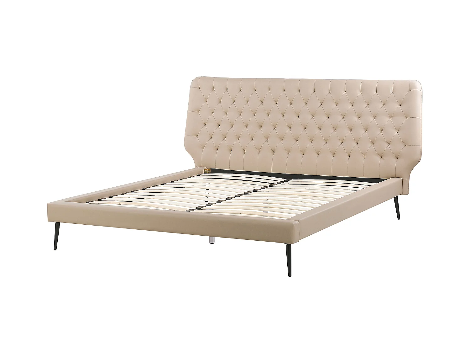 Lit avec sommier Cuir PU ESSONNE 160 x 200 cm Beige